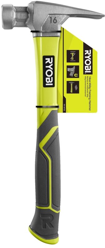 Молоток столярный Ryobi RH16FSS 450г магнитный держатель рукоятка стекловолокно