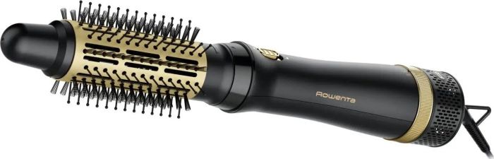 Фен-щітка Rowenta Express Style, 800Вт, 3 режими, іоніз-я, хол. обдув, кераміка, турмалін, чорно-золотий