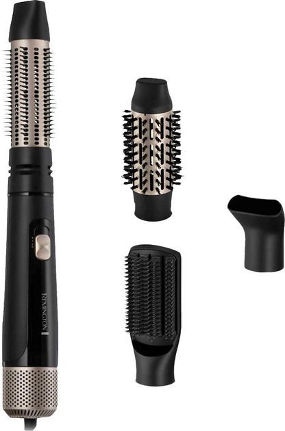 Фен-щетка Remington Blow Dry & Style Caring, 1000Вт, режимов-2, иониз-я, хол. обдув, чехол, керамика, черно-золотой
