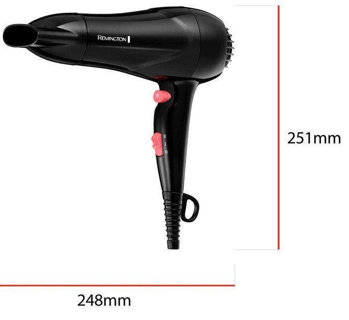 Фен Remington MyStylist, 1900Вт, режимов-2, иониз-я, хол. обдув, черный