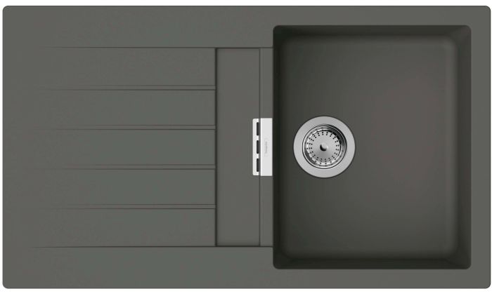 Мойка кухонная Hansgrohe S52, гранит, прямоуг., с крылом, 840х480х190мм, чаша - 1, врезная, S520-F345, серый камень