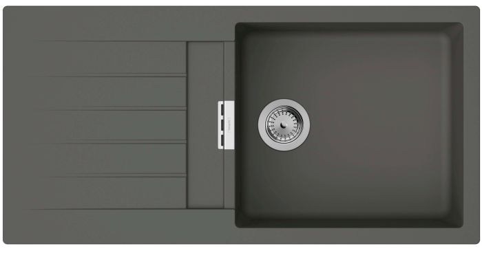 Мойка кухонная Hansgrohe S52, гранит, прямоуг., с крылом, 980х480х190мм, чаша - 1, врезная, S52-F480, серый камень
