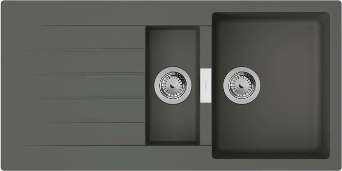 Мойка кухонная Hansgrohe S52, гранит, прямоуг., с крылом, 980х480х190мм, чаша - 1.5, врезная, серый камень