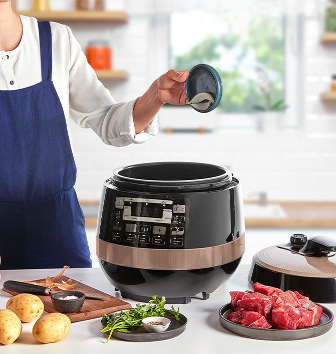 Мультиварка-скороварка Moulinex Quickchef, 1000Вт, чаша-5л, сенсорное управл., пластик, черный