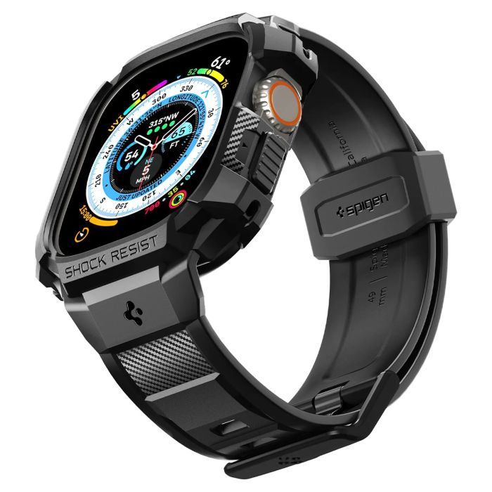Чехол и ремешок 2в1 Spigen для Apple Watch Ultra 49mm, Rugged Armor Pro, Black