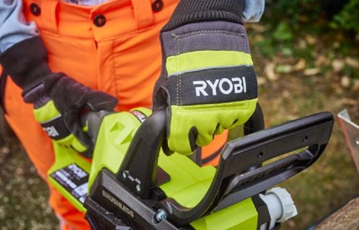Рукавички робочі Ryobi RAC258L, козяча шкіра, захист від порізів, р.L, чорно-жовтий