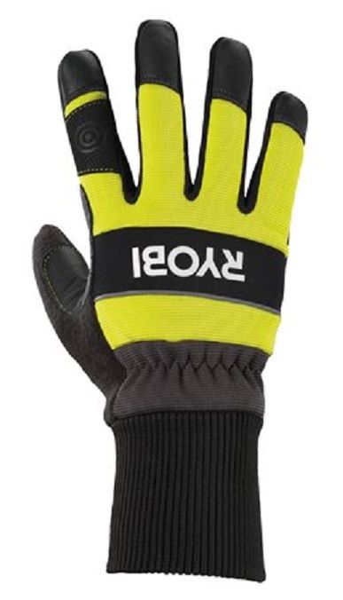 Рукавички робочі Ryobi RAC258M, козяча шкіра, захист від порізів, р.M, чорно-жовтий