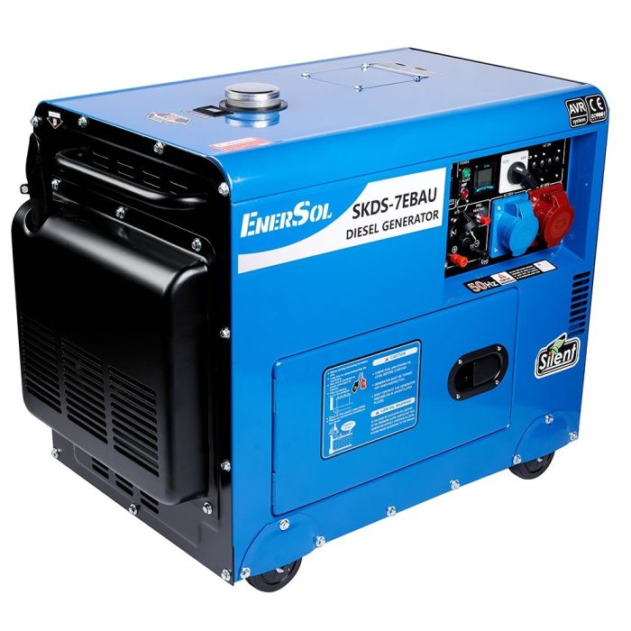 Генератор дизельный EnerSol, 230В/380В (1/3 фазы), 6/6.5кВт, электростарт AVR, кожух, 156кг.