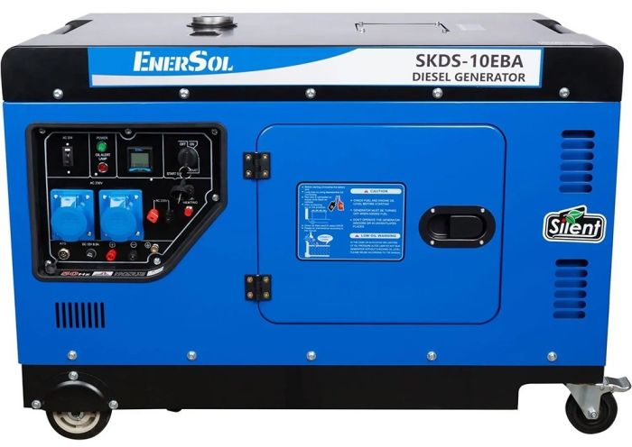 Генератор дизельный EnerSol, 230В (1 фаза), 9/10кВт, электростартер, AVR, кожух, 230кг