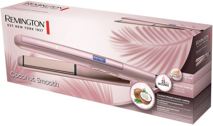 Випрямитель Remington Coconut Smooth, 47Вт, темп.режимов-9, 150-230С, дисплей, керамика, розовый
