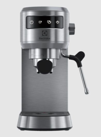 Кофеварка Electrolux рожоковая , 1л, молотый, ручной капуч, LED-дисплей, подогрев чашек, металл