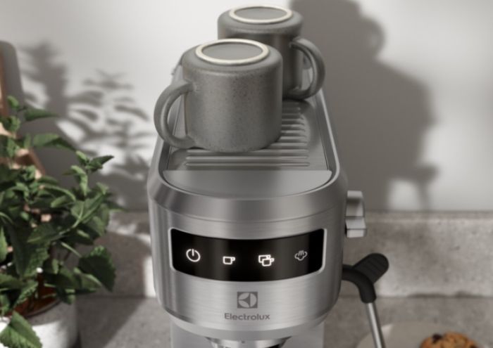 Кофеварка Electrolux рожоковая , 1л, молотый, ручной капуч, LED-дисплей, подогрев чашек, металл