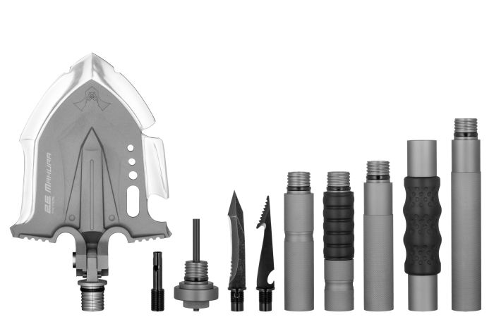 Лопата-мультитул тактическая 2E Mahura Steel Gray разборная, 23в1, с сумкой в комплекте, 107 см макс., 1.5 кг