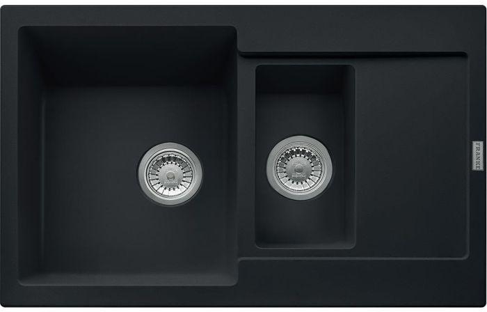 Кухонная мойка Franke Maris, фрагранит, прямоугольная, без крыла, 780х500х200, чаша- 2, накладная, MRG 651-78, черный матовый