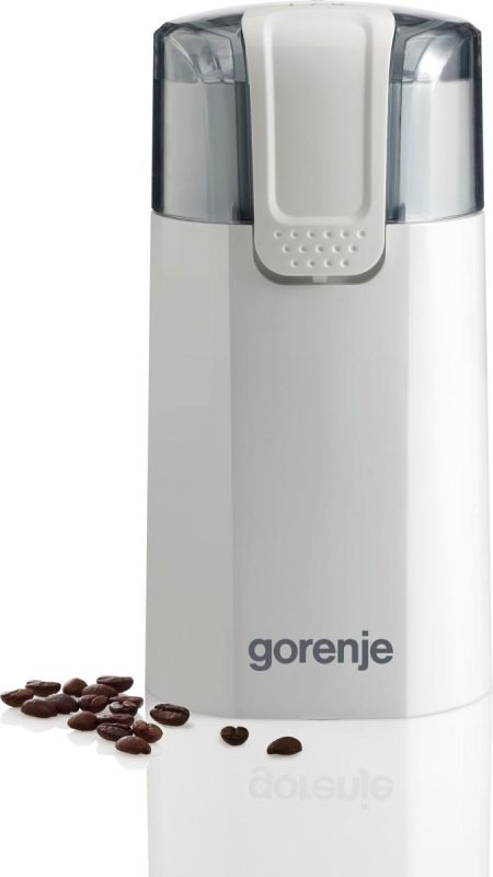 Кофемолка Gorenje роторная 150Вт, объем зерен-60г, 3 степени помола, пластик/металл, белый