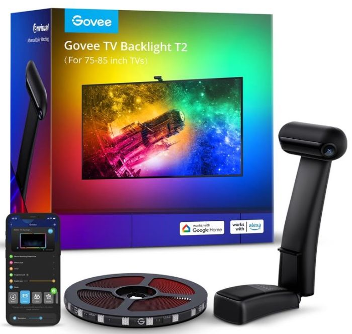 Набор адаптивной подсветки Govee H605C Envisual TV Backlight T2 with Dual Cameras 75-85' RGB Черный