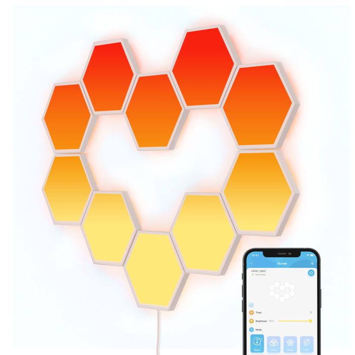 Набор настенных светильников Govee H6061 Glide Hexa Light Panels 10шт RGB Белый