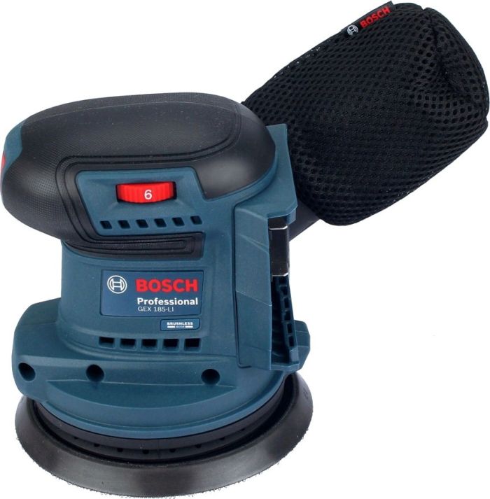 Шлифмашина эксцентриковая аккумуляторная Bosch GEX 185-LI, 18В, 125 мм, 6000-10000 об/мин, 0.93 кг, без АКБ и ЗУ