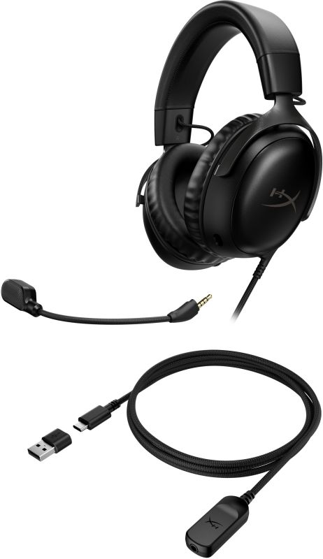 Гарнитура игровая HyperX Cloud III, mini-jack/USB-A/USB-C, 1.2м/1.3м, черный
