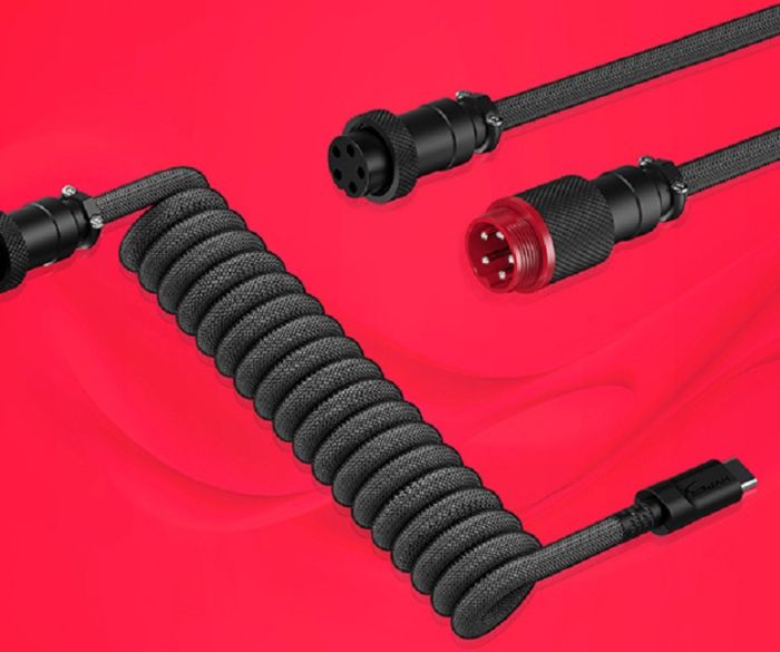 Кабель зарядки/синхронизации HyperX USB-A > USB-C, спиральный, 1.37м, сіро-чорний