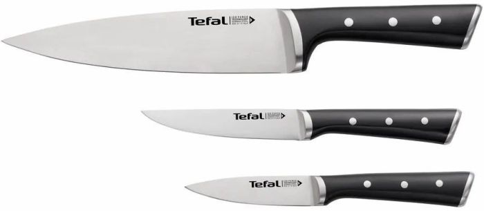 Набір ножів Tefal Ice Force, 3шт, нержавіюча сталь, пластик, чорний