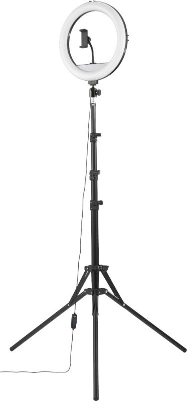 Трипод смартфону Hama Steady-120 V2, кулястий, 185см, Bluetooth, зі світлодіодним кільцем, чорний