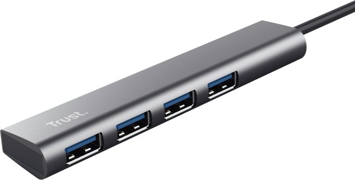 Хаб Trust Halyx USB-С > 4xUSB-А 3.2, Алюміній, 0.1м, Сірий