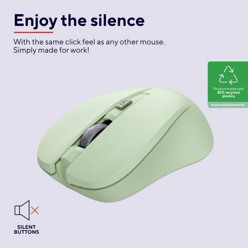 Мышь Trust MYDO SILENT, WL, Зелений