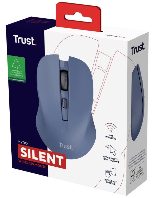 Мышь Trust MYDO SILENT, WL, Синій
