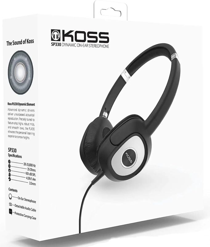 Навушники On-Ear Koss SP330, 3.5 mini-jack, 1.4м, Чорний