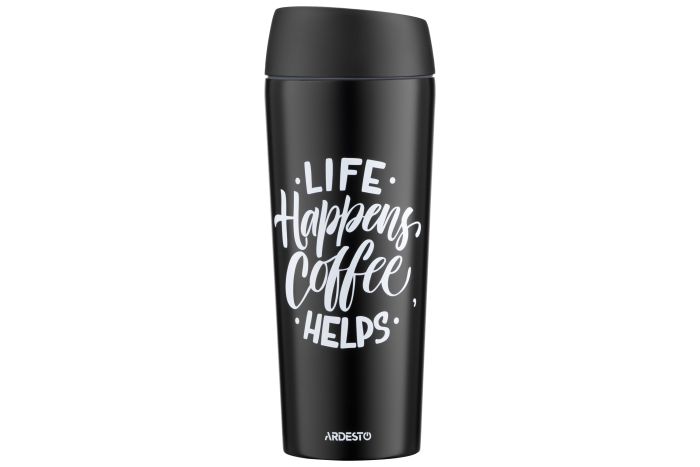 Термокухоль Ardesto Coffee Time, 450мл, нержавіюча сталь, чорний