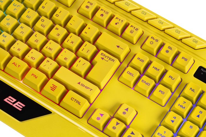 Клавиатура мембранная 2E GAMING KG315 110key, USB-A, EN/UA, RGB, жёлтый