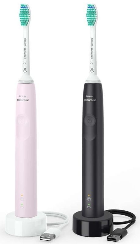 Щетка зубная электр. Philips Sonicare 3100 series набор, 31т. колеб/мин, насадок-1, 2 шт в наборе, розовый, черный