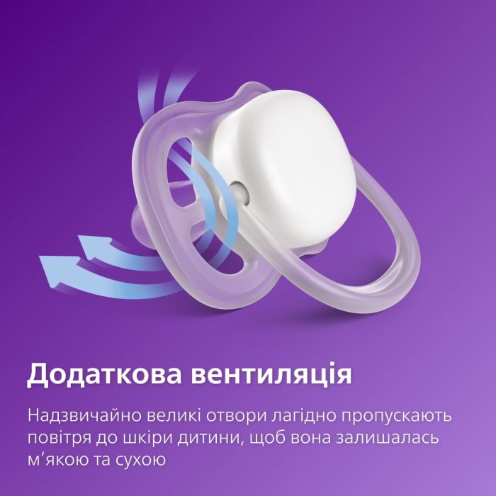 Пустушка Avent Ultra Air 0-6міс, ортодонтична, 2шт, для дівчат