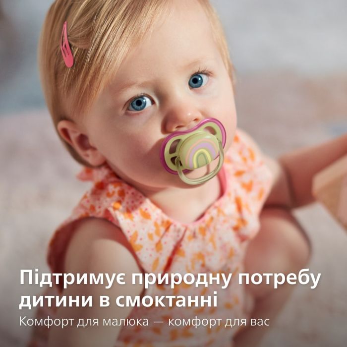 Пустушка Avent Ultra Air 0-6міс, ортодонтична, 2шт, для дівчат