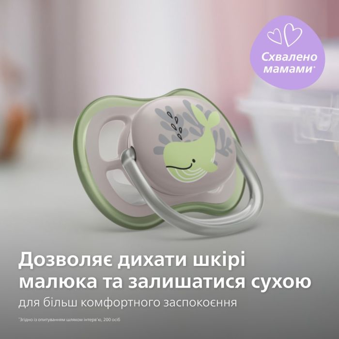 Пустушка Avent Ultra Air 6-18міс, ортодонтична, 2шт, для хлопчиків