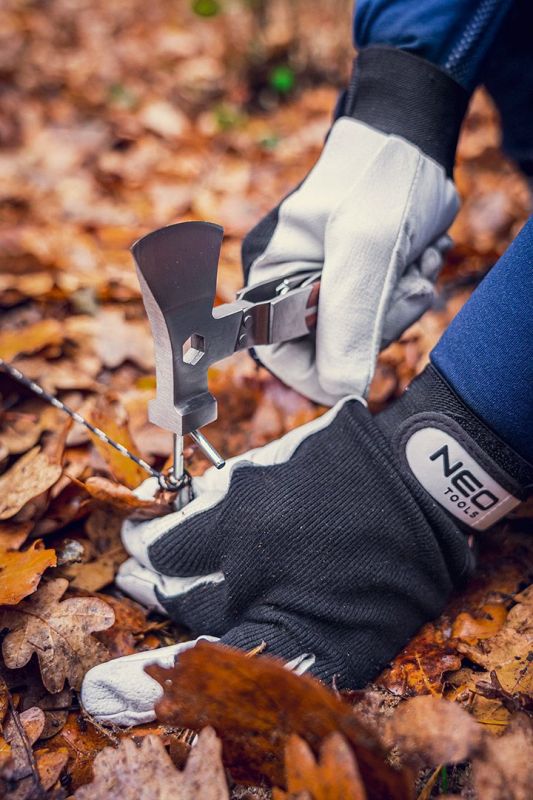 Перчатки рабочие Neo Tools, свиная кожа, фиксация запястья, р.8, черно-белый