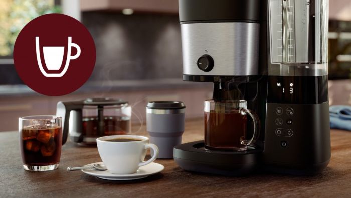 Кофеварка Philips капельная All-in-1 Brew 1.25л, зерно + молотый, дисплей, подогрев кофейника, кофемолка, черный