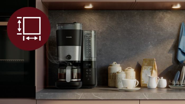Кофеварка Philips капельная All-in-1 Brew 1.25л, зерно + молотый, дисплей, подогрев кофейника, кофемолка, черный