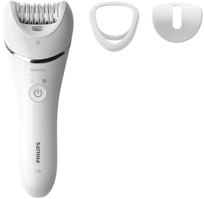 Епілятор Philips 8000 series дисковий, акумуляторний , пінцет.-32, волог.+сух., насадок-2, з підсвіткою, білий