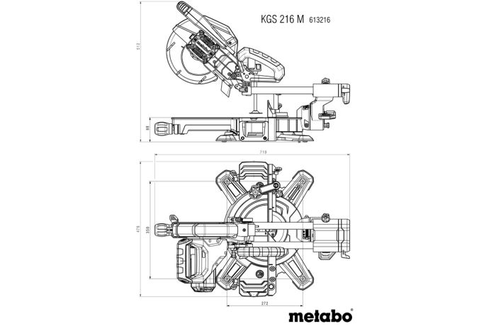 Пила торцовочная Metabo KGS 216 M с протяжкой, 1200Вт, диск 215мм, пропил 70/40мм, 13.4кг
