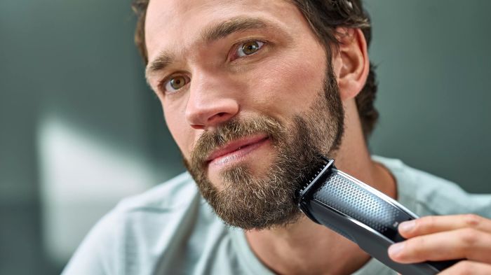 Триммер Philips Beardtrimmer series 5000 для бороды и усов, сеть+акум., насадок-2, чехол, сталь, черный