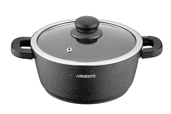 Каструля зі скляною кришкою Ardesto Gemini Anzio, 2.5л, алюміній, чорний