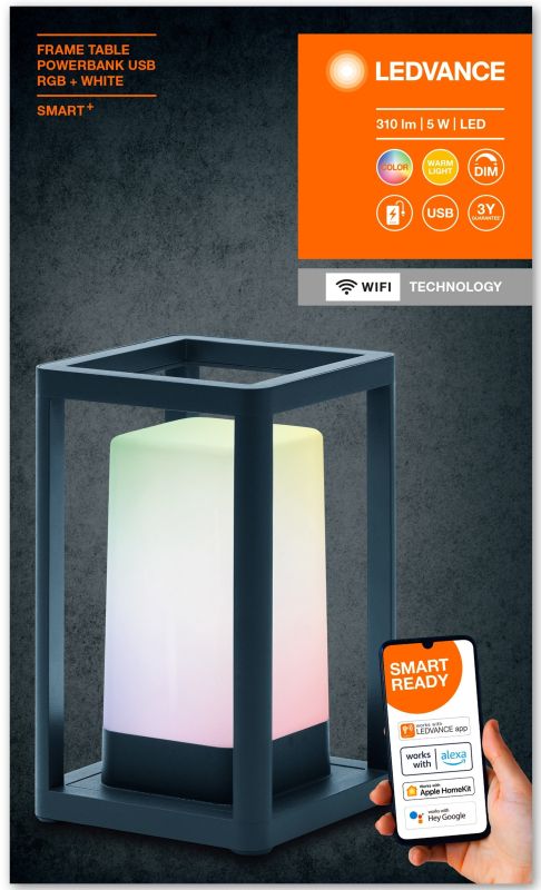 Светильник LEDVANCE TABLEFRAME 5Вт 3000К 270Лм RGBW 5200мАч Wi-Fi IP44 черный