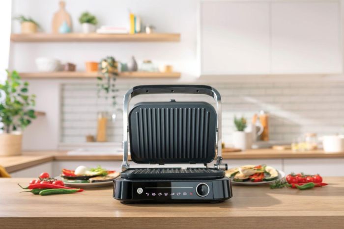 Гриль Gorenje прижимной 2100Вт, темп. режимов-7, съёмные пластины, раскрытие на 180°, металл, серый