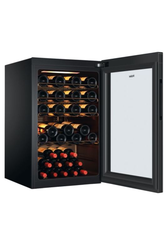 Холодильник Haier для вина, 82x49.7х58, холод.отд.-118л, зон - 1, бут-49, ST, дисплей, черный