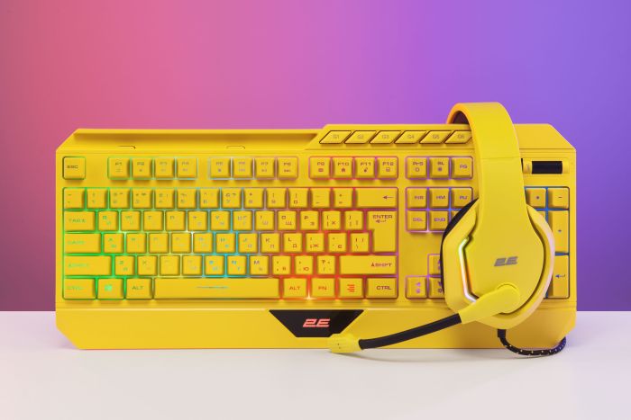 Клавиатура мембранная 2E GAMING KG315 110key, USB-A, EN/UA, RGB, жёлтый