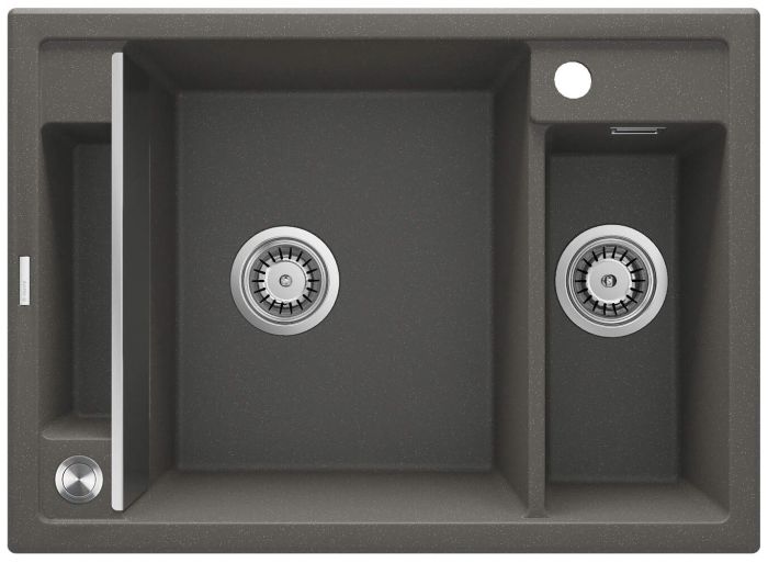 Мийка кухонна Deante Magnetic, граніт, прямокут., з крилом, 690х500х219мм, чаша - 1.5, врізна, антрацит