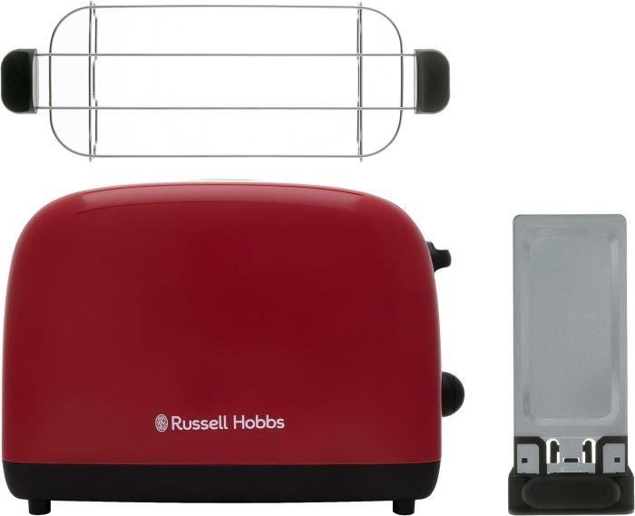 Тостер Russell Hobbs Colours Plus 1600Вт, підігрів, розморожування, метал., червоний