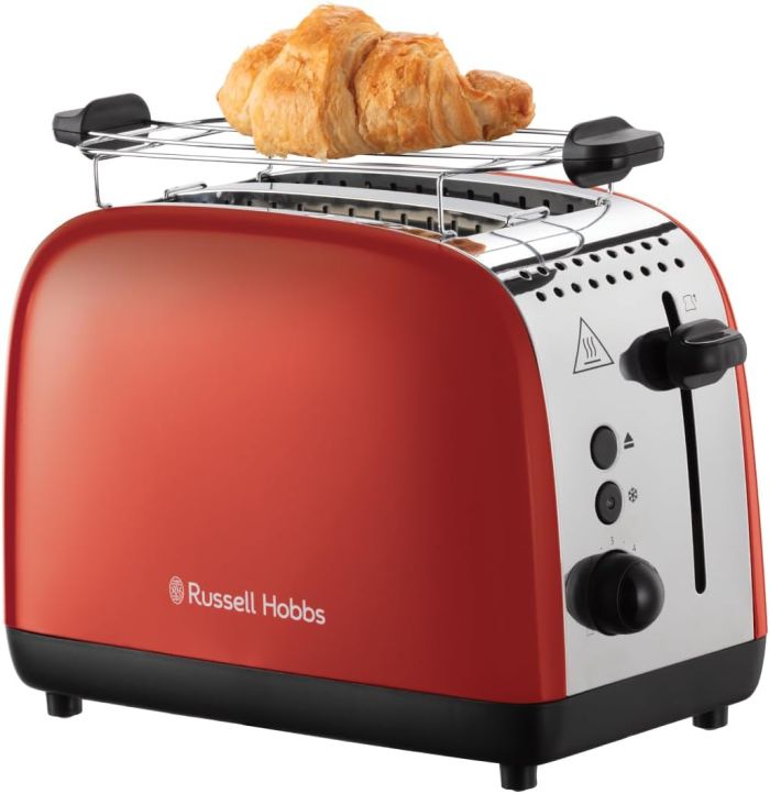 Тостер Russell Hobbs Colours Plus 1600Вт, підігрів, розморожування, метал., червоний